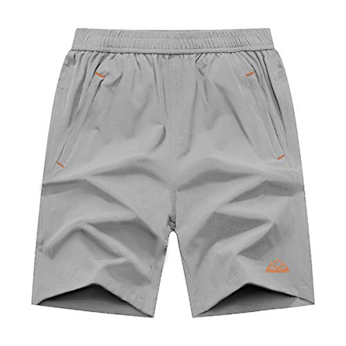 donhobo Men's Outdoor Quick Dry Lightweight Sports Hiking Shorts Zipper Pockets (Light Gray,S)