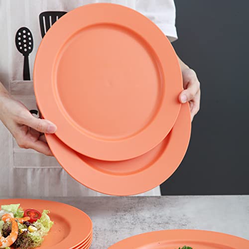 Kyraton 25cm Teller Set 8er, Abbaubar Gesunde Unzerbrechliches Plastikteller Kuchenteller für Kinder und Erwachsene, Leichte pastateller, BPA-Frei Essteller Mikrowellen