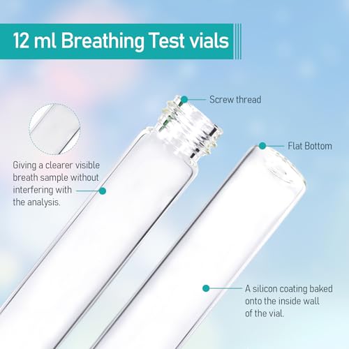 ALWSCI 100pcs 12 mL Atemtestflasche Exetainer Fläschchen, Glas Atemprobenbehälter für 13C Helicobacter Pylori Atemtest 15,5 * 101mm Nicht evakuiert mit weißer Kappen