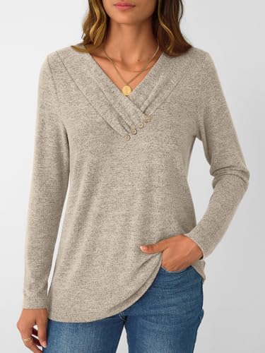 AUTOMET Womens Long Sleeve Tunic Top V Neck Button Shirts 2025 Dressy Casual Business Blouses2