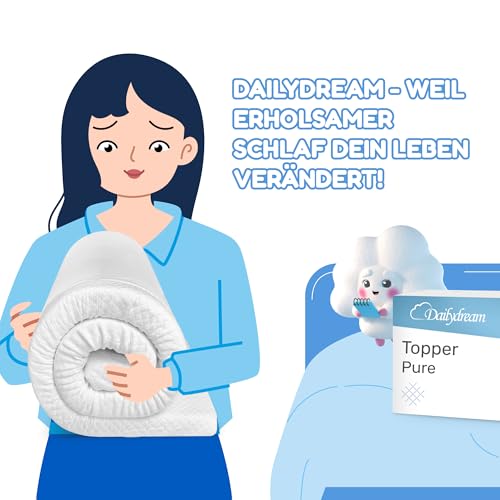 Dailydream Matratzen Topper 140x200cm | Memory Foam | 5cm hoch | Edition Pure, Model M | Zertifiziert & ergonomisch für unbequeme Matratze, Boxspringbett & Gästebett | Mattress Topper 140x200