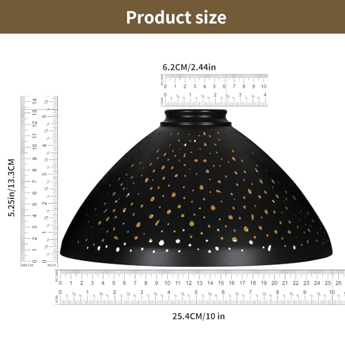 Image of Metal Lamp Shade For Floor Lamp, Etched Stars Torchiere Lamp Replacement