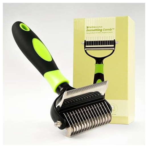 CATTASAURUS Cats & Dogs Grooming Brush for Shedding - 2 in 1 Deshedding Tool and Undercoat Rake for Long and Short Haired Dogs with Double Coat - Dematting Comb and Pet Hair Deshedder Supplies