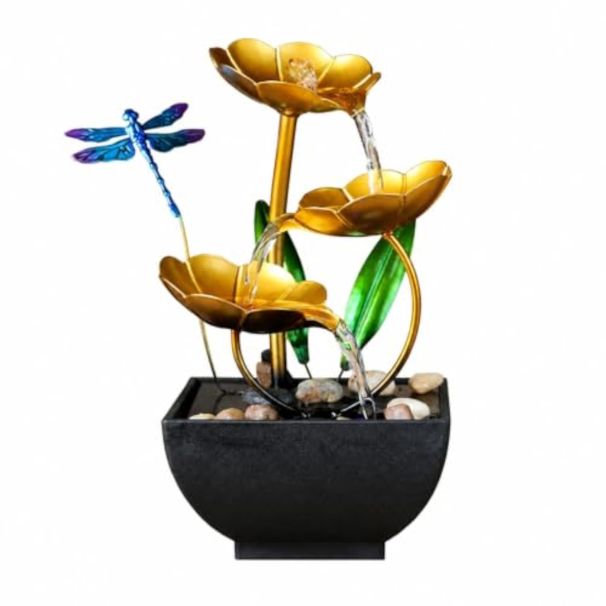 Hand-Painted Tabletop Water Fountain with USB Pump, Decorative