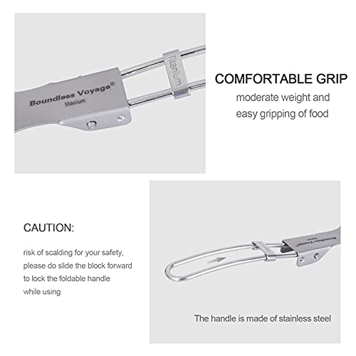 iBasingo Camping Cutlery Set Titanium Folding Spoon Fork Soup Rice Spoon Outdoor Travel Portable Tableware Small Lightweight Flatware Business Trip Picnic Hiking Fishing Dinnerware with Pouch Ti1024T - Image 4