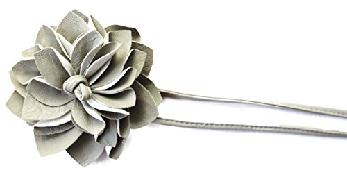 CAISHA Gürtel Hüftgürtel Wickelgürtel Leder Look mit extravaganter Blume Grau WG9