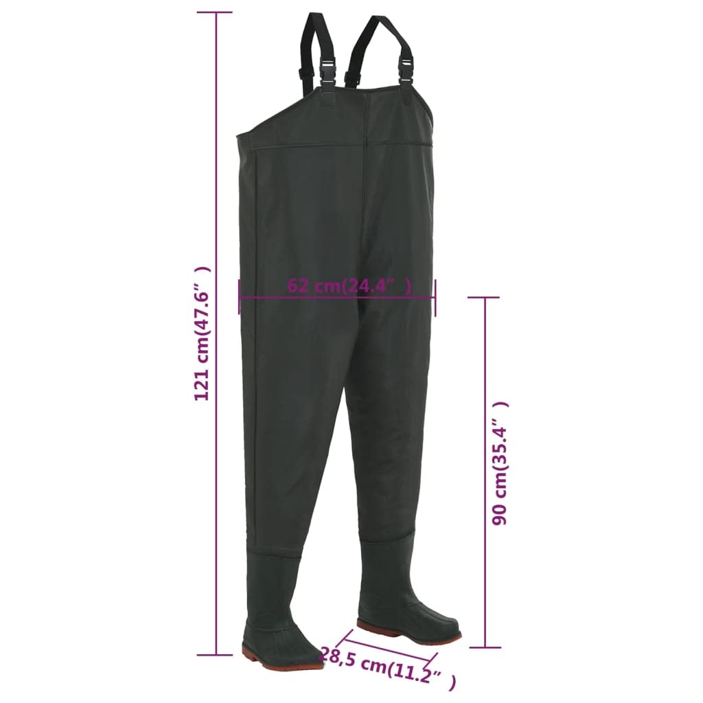 vidaXL Vadeador con Botas Verde Pesca Impermeable Agua Deporte Ropa Multitalle