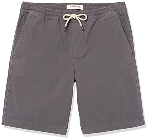 Goodthreads Pantalón Corto de Loneta Elástico, Cómodo, con Cintura Elástica, de 23 Cm y Ajuste Entallado Hombre, Gris, L Cover