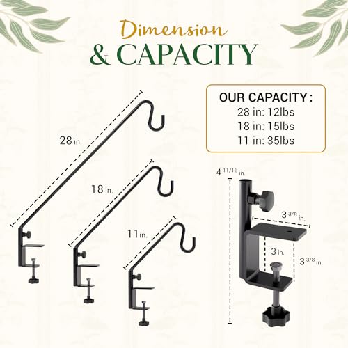 IDZO 45,7 cm Geländerhaken, Deckhaken für Vogelfutterstangen, langlebiger 3-lagiger pulverbeschichteter Stahl, Schäferhaken für den Außenbereich, 360° Drehung, stabile Deckgeländerhalterung für
