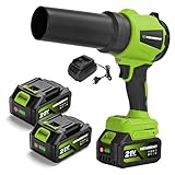 Akku-Laubbläser, Newbeny Bürstenloser Motor Turbo Handgebläse Akku 33000RPM, Mit 2 x 3000 mAh Akku, 3 Geschwindigkeiten Luftmenge 300m/s Ideal FüR Laub/Schnee/Staub/Kohlenstoff/SäGemehl