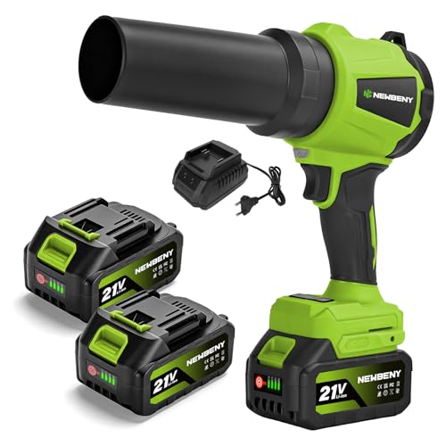 Akku-Laubbläser, Newbeny Bürstenloser Motor Turbo Handgebläse Akku 33000RPM, Mit 2 x 3000 mAh Akku, 3 Geschwindigkeiten Luftmenge 300m/s Ideal FüR Laub/Schnee/Staub/Kohlenstoff/SäGemehl