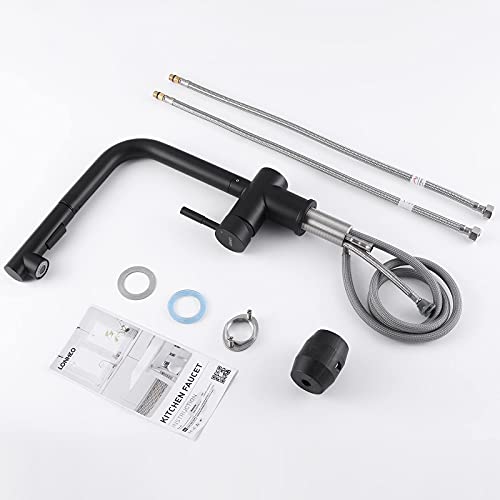 Lonheo-Grifo-Cocina-Extraible-Negro-Grifo-Fregadero-Extensible-Ducha-de-Acero-Inoxidable-Sin-plomo-Mezclador-de-Fregadero-Monomando-Giratorio-de-360