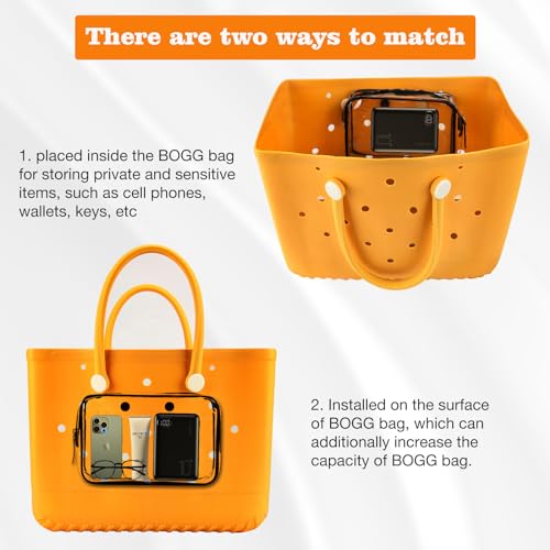 4 Packs Clear Bogg Beach Tote Bag with 1set Insert Hooks Accessories for Bogg Bags Travel Makeup Clean Toiletry Brush Organizer Cosmetic Divider Storage Inner Pouch (Black)3