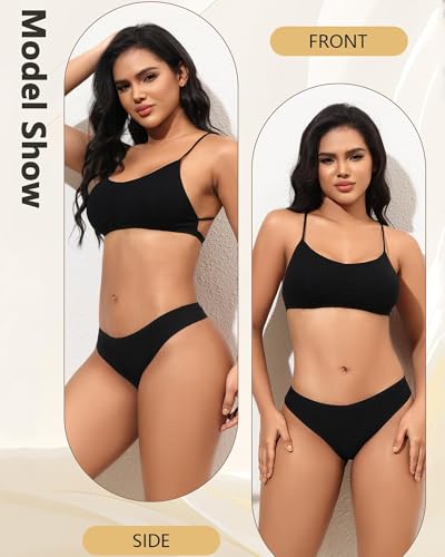 6 Pack Seamless Underwear Women's Cotton Thongs Breathable Bikini Panties Underwear S-XL2