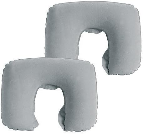 JR Quality Product Pack of Two Inflatable Blow up Neck Pillow for Holiday and Travel Comfort. Compact and Light for Easy Storage