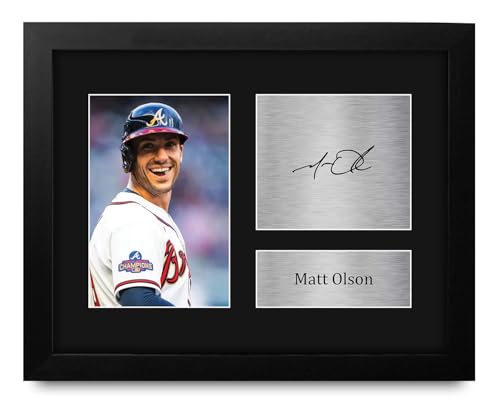 HWC Trading Matt Olson Atlanta Braves Gifts Printed Signed Autograph Picture for Baseball Memorabilia Fans - US Letter Framed