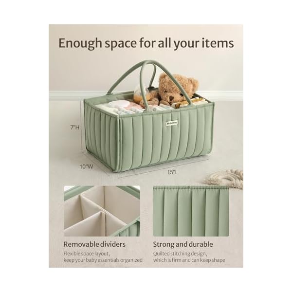 Blissful diary baby diaper caddy organizer stylish nursery storage basket gift for baby shower baby registry must have newborn essentials baby caddy organizer for diaper station sage green  urban country home decor