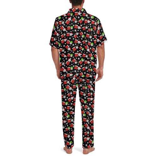 Mens 2 Piece Pjs Short Sleeve Sets Loungewear with Long Pants Button Down Pajamas Set Short Sleeve Soft Sleepwear Pjs2
