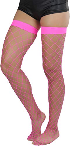 Image of ToBeInStyle Women's Diamond Large and Fine Fence Net Fishnet Nylon Thigh High