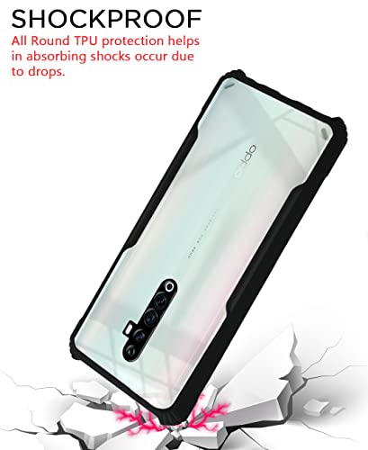 Image of Pikkme Reno 2Z / 2F Back Cover | Crystal Clear Transparent Back | Ultra Hybrid | Full Camera Protection | Raised Edge with 360 Degree Protection | Bumper Back Case for Reno 2Z / 2F (Black)
