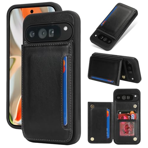 iCoverCase Compatible with Google Pixel 9 Pro XL Case with Card Holder Wallet Phone Case for Women Men [RFID Blocking] PU Leather Protective Wallet Case for Pixel 9 Pro XL (Black)