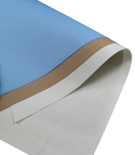 Image of KCS 3 pc of 15 inch x 18 inch(38cmx45cm) 18 Count Cross Stitch Cotton Aida Cloth Needlework Rolled Fabric Box,18CT,Light Blue+Khaki+Antique White