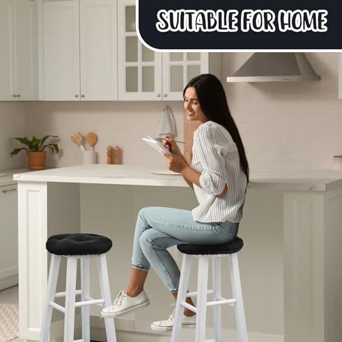 Image of Marsui 4 Pieces Bar Stool Cover Non Slip Padded Cushion, 12 Inch, Black