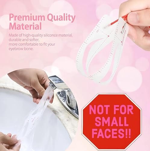 Augenbrauen Schablonen Set 12 Paare mit Halterung – Wiederverwendbare Formen zum Brauenstyling – Für Anfängerinnen geeignet – Rosa Kunststoffhalter für präzise Konturen und Symmetrie