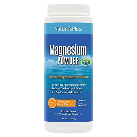 NaturesPlus Magnesium Powder Orange Flavour - 400mg Pure Magnesium Citrate Supplement - Energy and Relaxation for Mind and Body - Vegan, Gluten Free - 60 Servings Cover