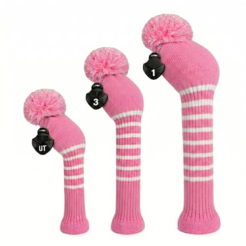 Protection club golf rose à long cou et pompon vintage Scott Edwards