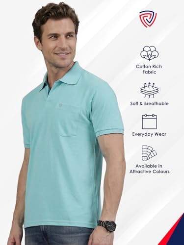 Image of Lux Cozi Men's Half Sleeve Soild Casual Regular Fit T-Shirt with Chest Pocket | Polo Tshirt for Men