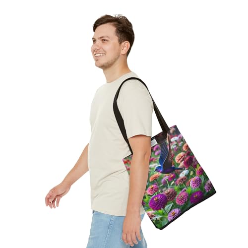 Premium Purple Martin Tote Bag with Reinforced Stitching - Zinnias Garden Design for Adults3