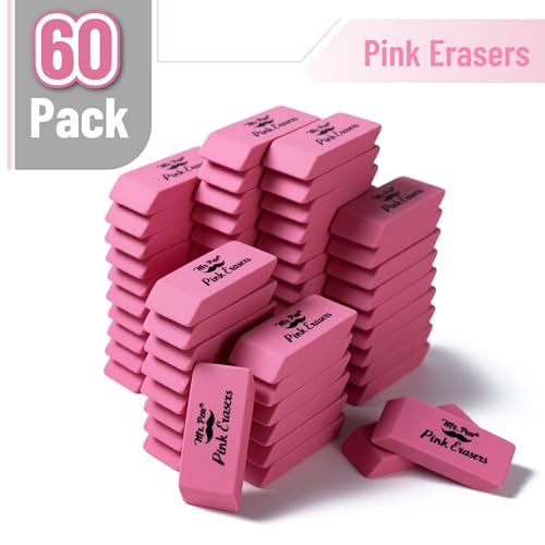 Image of Mr. Pen- Pink Pencil Eraser Bulk, 60 Pack | Large Latex Free Block Erasers for School, Office, Art Sketching, Homework, Exams, Clean Smudge-Free Correction
