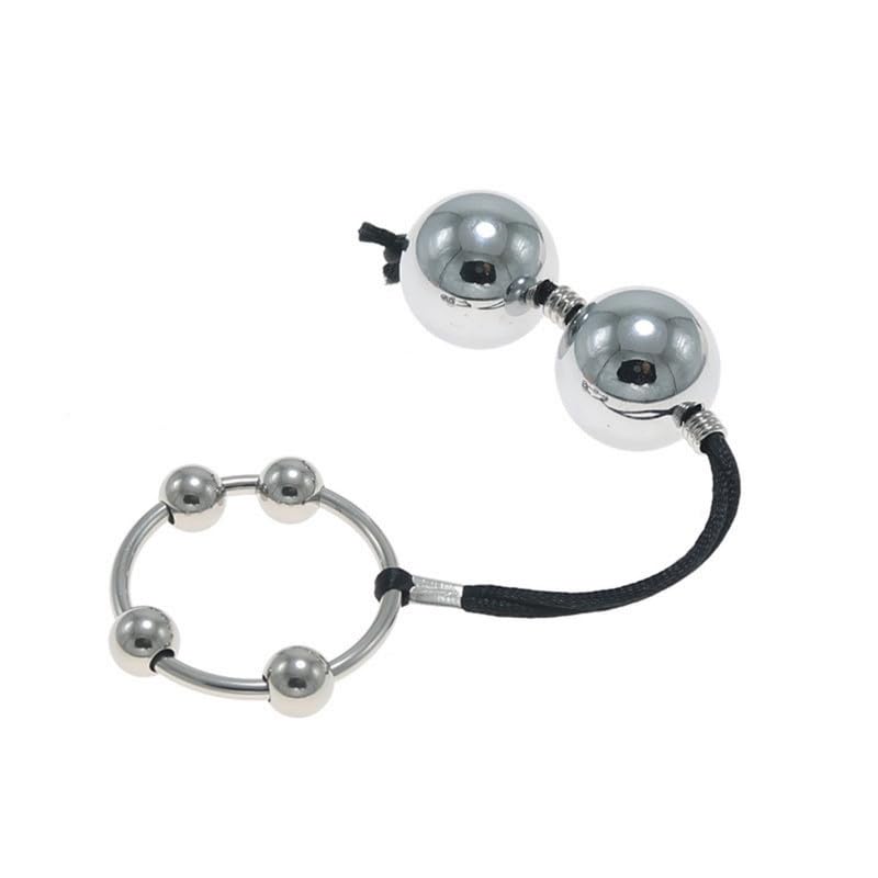 ZeeKoug Accesorio De Anillo De Ejercicio De 30 Mm De Novedad, Ocio Interior Mejora La Resistencia Y La Potencia Explosiva, Conveniente para Llevar, Regalo De Pareja (Bola Doble De Metal)