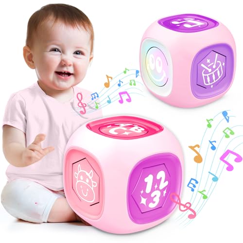 Image of Learning Cube Toys for 1+ Year Old Girl, Bilingual Cube with Music & Light, Educational Toy for Toddler Age 1-2, Early Learning Musical Baby Toys 12-18 Month, Christmas Birthday Gifts for Kids Aged 1+
