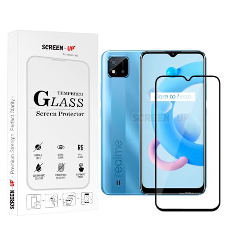 Image of ScreenUp Tempered Glass For Realme C20a - Ultra Clear, 9H Scratch Resistant, Full Coverage, Easy Install Screen Protector
