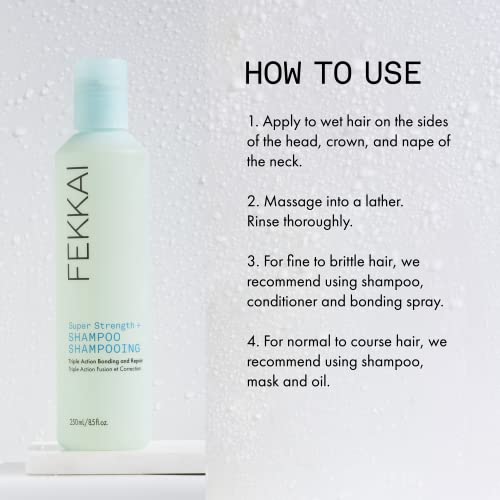 Fekkai Super Strength+ Shampoo - 8.5 Oz - Bonds, Repairs & Protects For 3X Stronger & 4X Smoother Hair - Salon Grade, Ewg Compliant, Vegan & Cruelty Free #TOP4