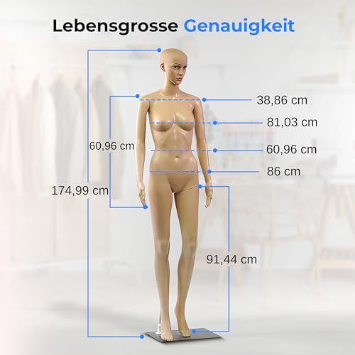 SereneLife Damen-Puppenmodell, 175 cm hoch, Mit verstellbarem Kopf, Flexiblen Extremitäten und abnehmbarem Design, Perfekt für Bekleidungsgeschäfte, Boutiquen, Ausstellungen und mehr