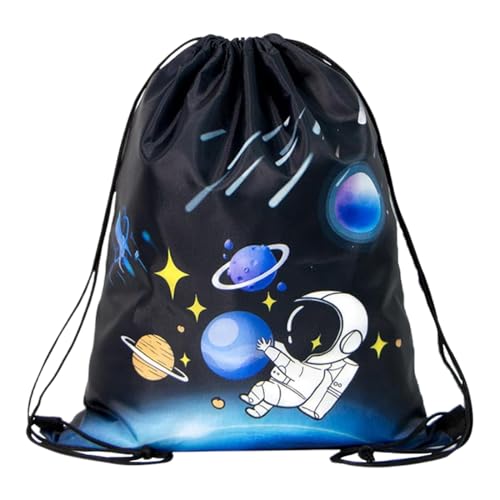 Kinder-Turnrucksack, Kordelzugbeutel, Sporttasche, Reisetasche, Snacktasche, Astronauten-Muster, Geschenk für Kinder und Jungen, großer, leichter Rucksack (Schwarz) Kinder-Turnrucksack, Kordelzugbeutel, Sporttasche, Reisetasche, Snacktasche, Astronauten-Muster, Geschenk für Kinder und Jungen, großer, leichter Rucksack (Schwarz)