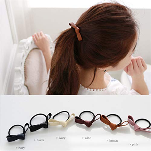 Lovef 6 Pcs Simple Korean Elastic Double Knotted Bows Rubber Band Elastic Head Tie Hair Band Girls Hair Accessories For Women Headwear #TOP2