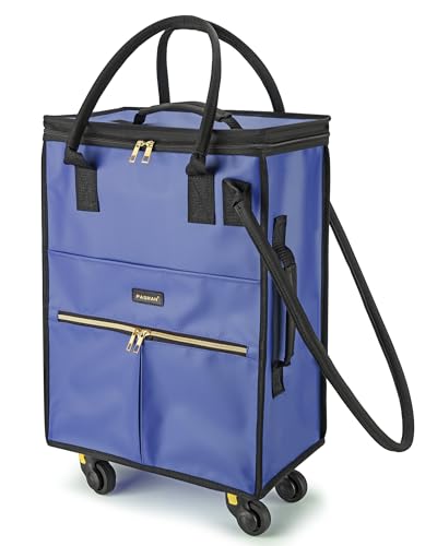 Image of PASMAN Reusable Foldable Rolling Grocery Bag on 5 Wheels