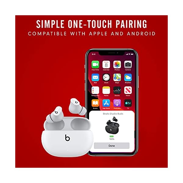 Beats Studio Buds - True Wireless Noise Cancelling Earbuds - Compatible with Apple & Android, Built-in Microphone, IPX4 Rating, Sweat Resistant Earphones, Class 1 Bluetooth Headphones - White