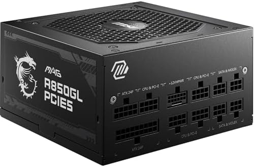 MSI MAG A850GL PCIE5 Alimentation, 850W, 80 Plus Gold, Entièremen...