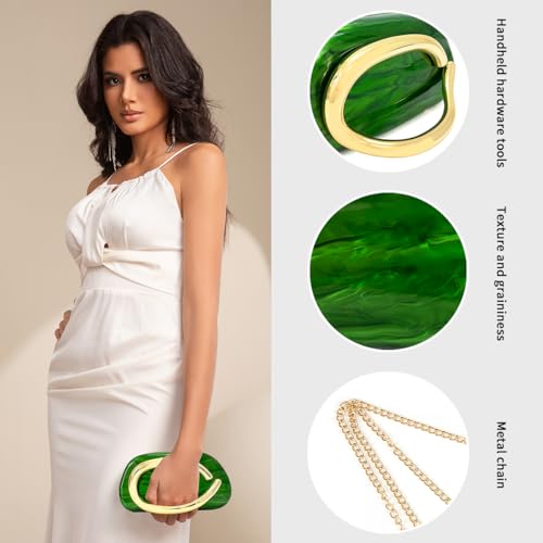 Image of Women Acrylic Clutch Purse Metal Handle Evening Bag Trendy Box Shoulder Crossbody Bag Handbag for Wedding Party Causal