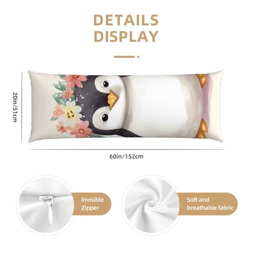 Housse de coussin longue pingouin 50x150 cm pour lit et canapé - 3
