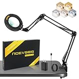 照明付き拡大鏡 12倍拡大鏡 デスクランプ クローズワークアップ デスクトップクラフト 読書用 裁縫 はんだ付け 超ロングスイングアーム 3セクション 5色モード クールなデザインヘッドコントローラー