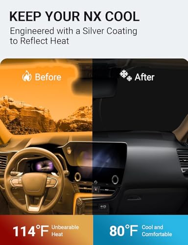 Image of Proadsy Windshield Sunshade for 2022-2025 2026 Lexus NX NX250 NX350 NX350h NX450h+, Block Sun & UV Car Protector, Foldable Front Window Sun Shade Keep Car Cooler