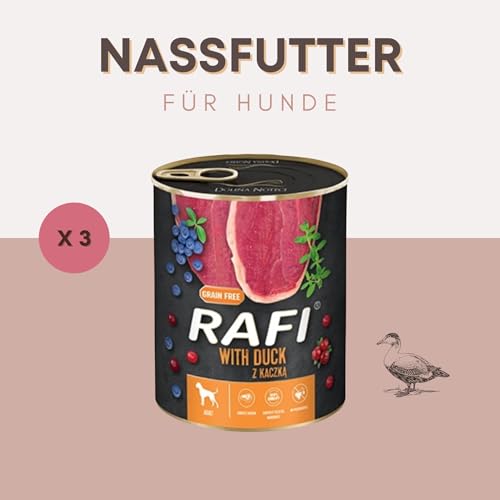 Dolina noteci Rafi & PAKO Mixbox | 24x800g Hochwertige Nassfutter-Dosen für Hunde | Rind, Ente, Wild, Lamm & Kaninchen | 19,2 kg
