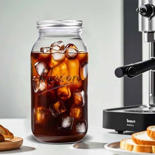 image for Galssmagic 64 oz Mason Jar Wide Mouth,3 Pack Large Half Gallon Mason J