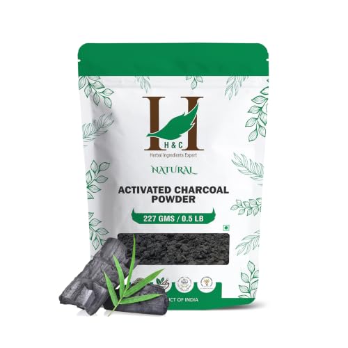 H&C Herbal Ingredients Expert Activated Charcoal Powder 227 gm / 0.5 lb |for Teeth Whitening & Face Mask | Supports Clear Skin by Removing Impurities & Excess Oil